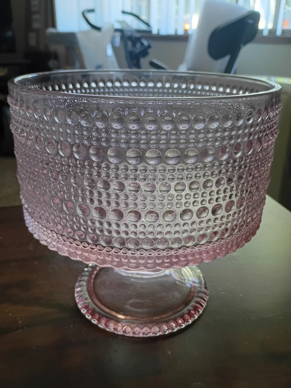 Pink Textured Glass Pedestal Bowl - Home Accents